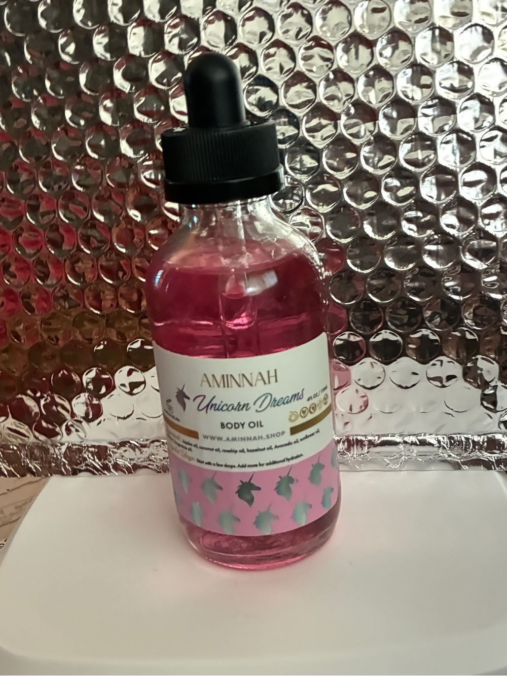 NEW Aminnah Unicorn Dreams Body Oil - Scent Pink Sugar and Cotton Candy